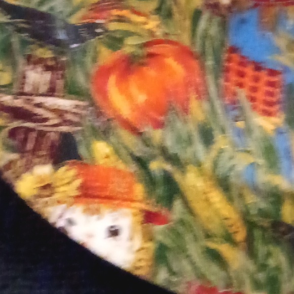 Vintage Autumn/Fall Scarecrow, Corn, and Pumpkin 8"D Plate - Picture 4 of 5